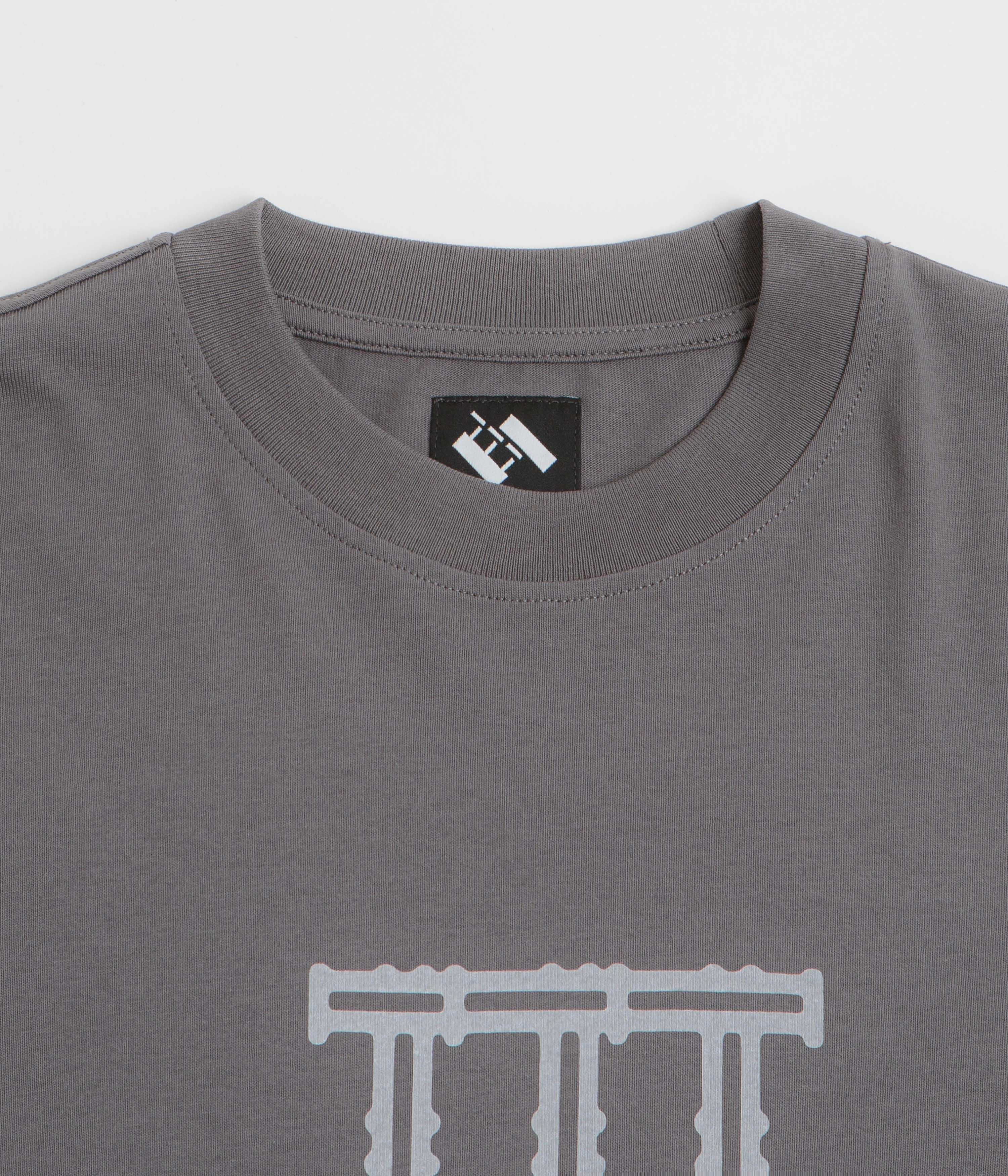 The Trilogy Tapes Cross Lattice Long Sleeve T-Shirt - Charcoal Colorfastness birthday