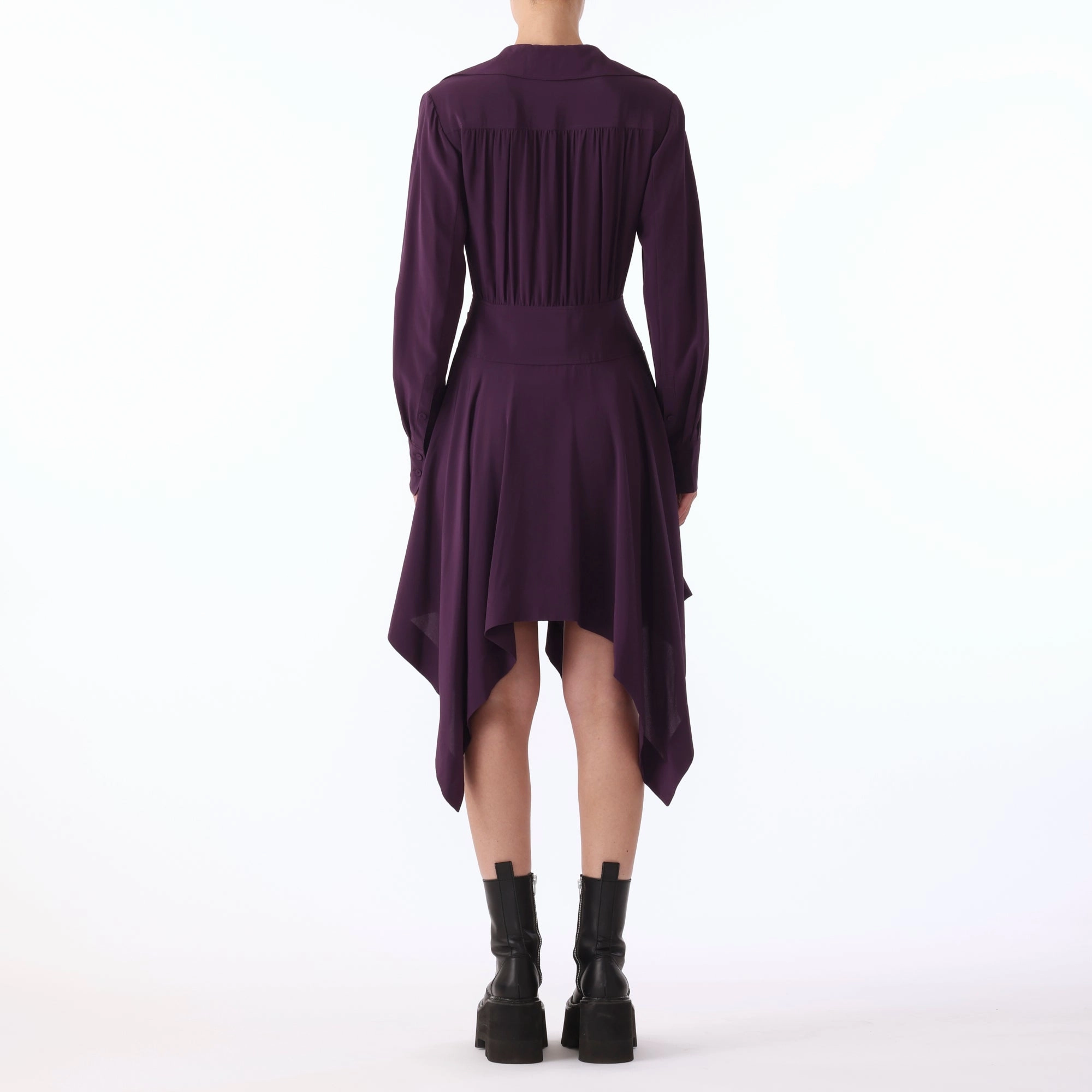 Church Scene L/S SILK CREPE DE CHINE HANDKERCHEIF HEM DRESS