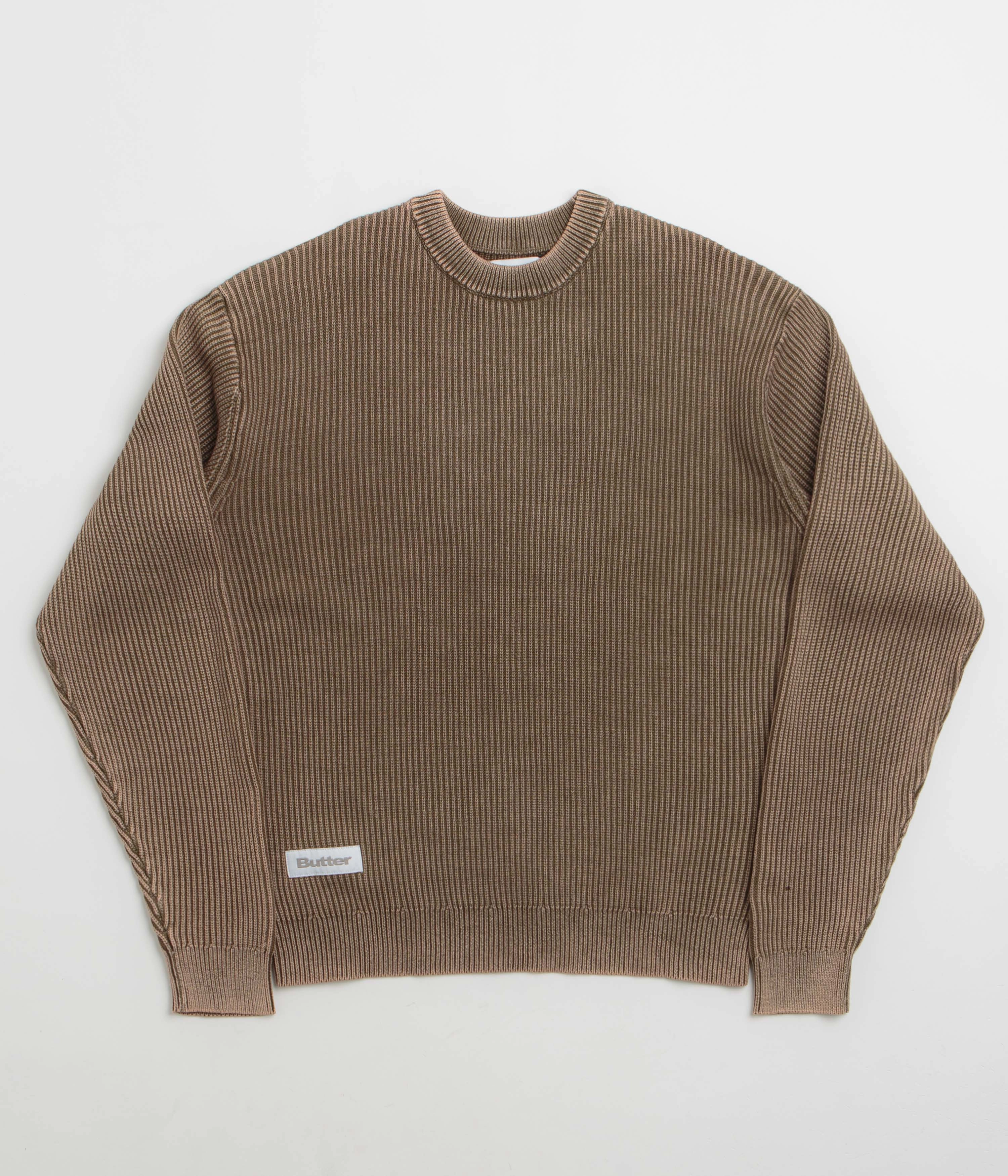 Layer Active Butter Goods Bleach Knit Crewneck Sweatshirt - Brown
