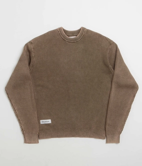 Layer Active Butter Goods Bleach Knit Crewneck Sweatshirt - Brown