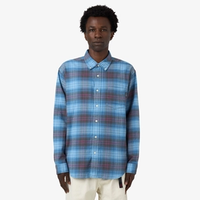 thisisneverthat Flannel Check Shirt Blue Smooth zipper closure No Slip Shoulder Grip