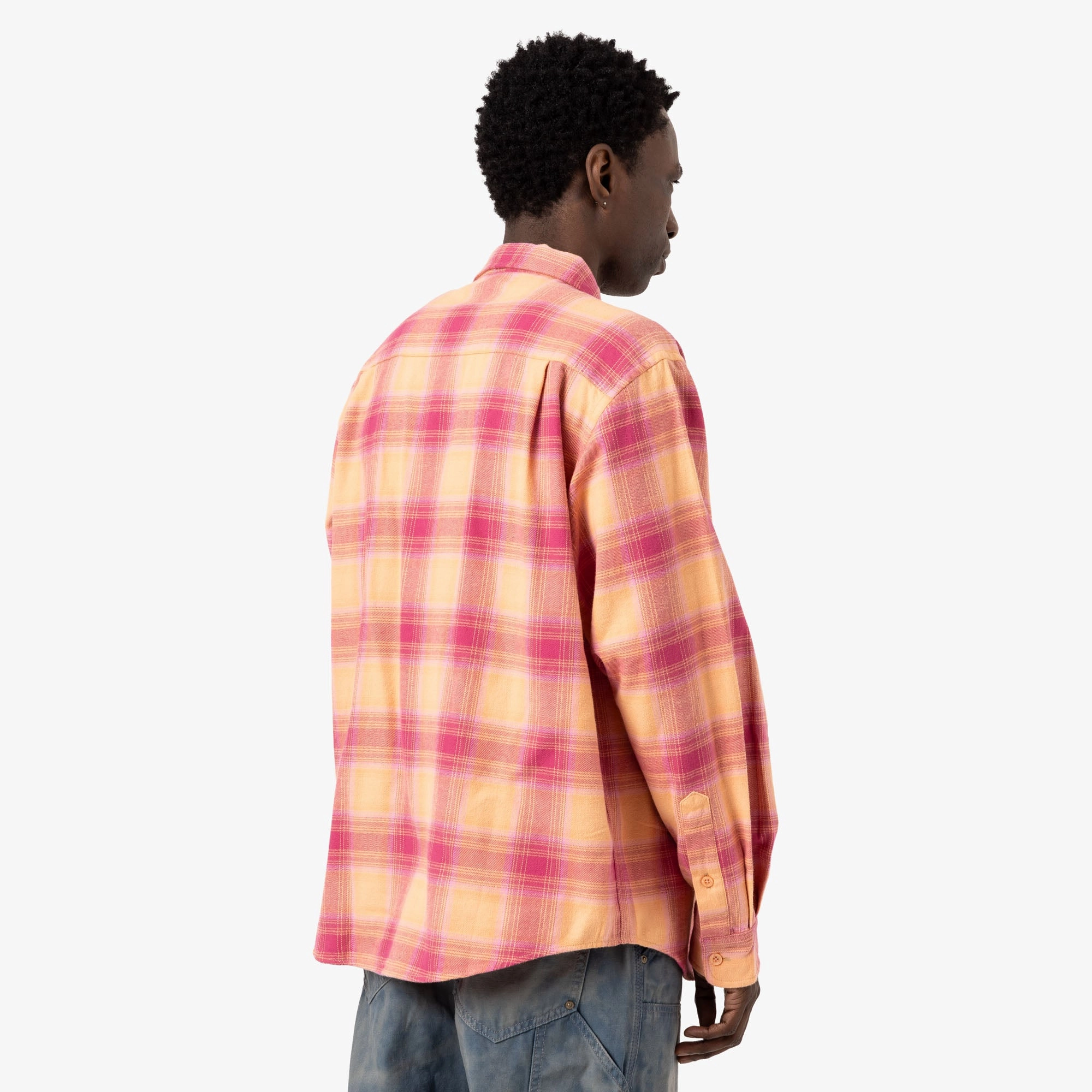 thisisneverthat Shadow Plaid Flannel Shirt / Pink Fashionable Look