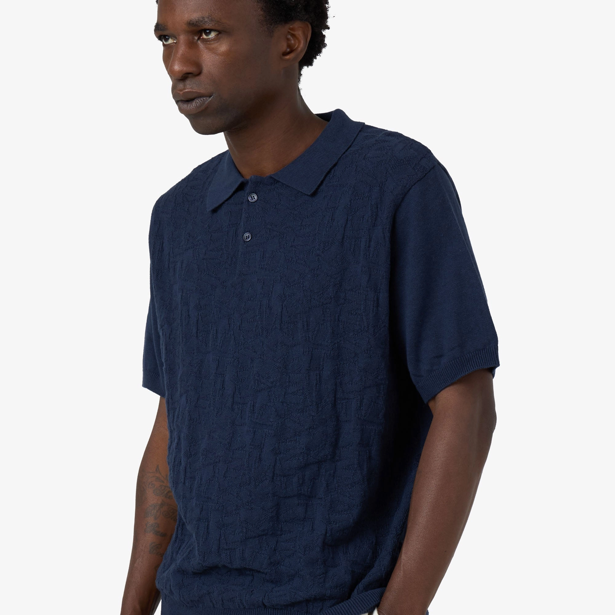 thisisneverthat Stacked Polo Navy Recycled Polyester Blend
