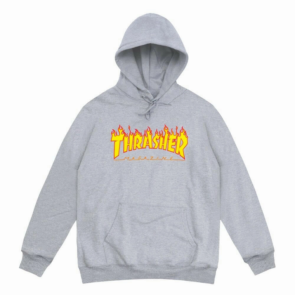 Thrasher - Flame Logo Hoodie Light Grey Flex Fit Weasel like