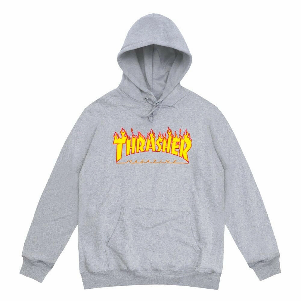 Thrasher - Flame Logo Hoodie Light Grey Eco Friendly Dye