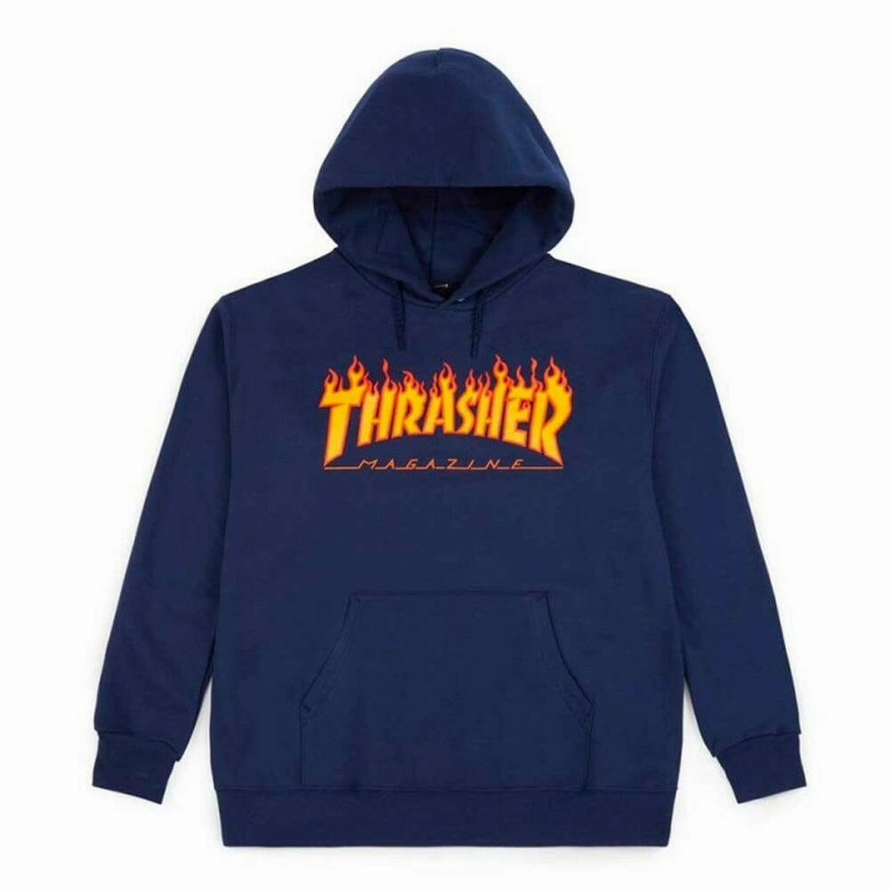 Silkiness Thrasher - Flame Logo Hoodie Navy