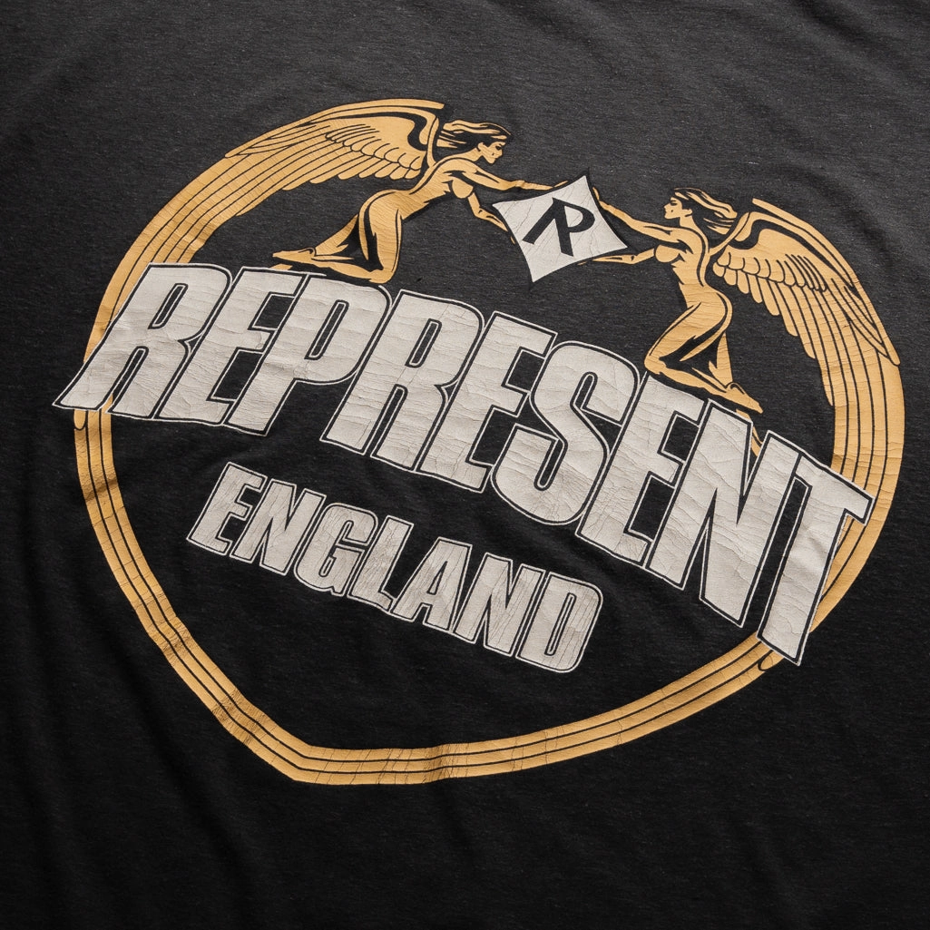 Represent Angel Border Tee - Stained Black Camping site Buttoned