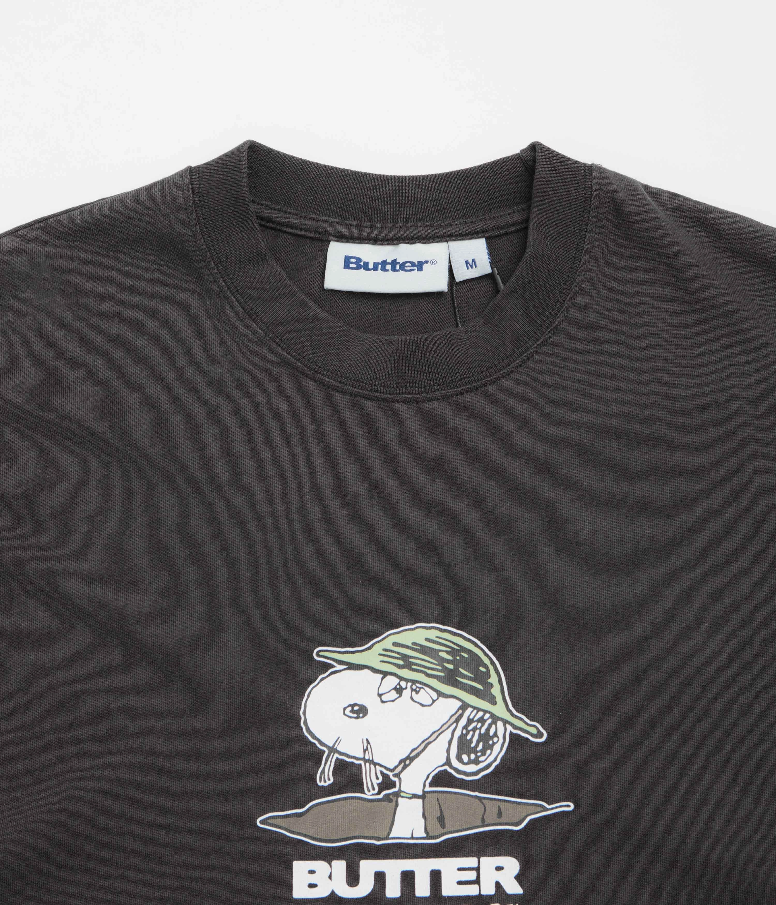 animal prints Butter Goods x Peanuts Can't Stand It T-Shirt - Washed Black