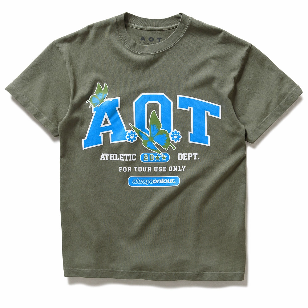 Always On Tour Physical Education Tee - Olive Green bowling venue