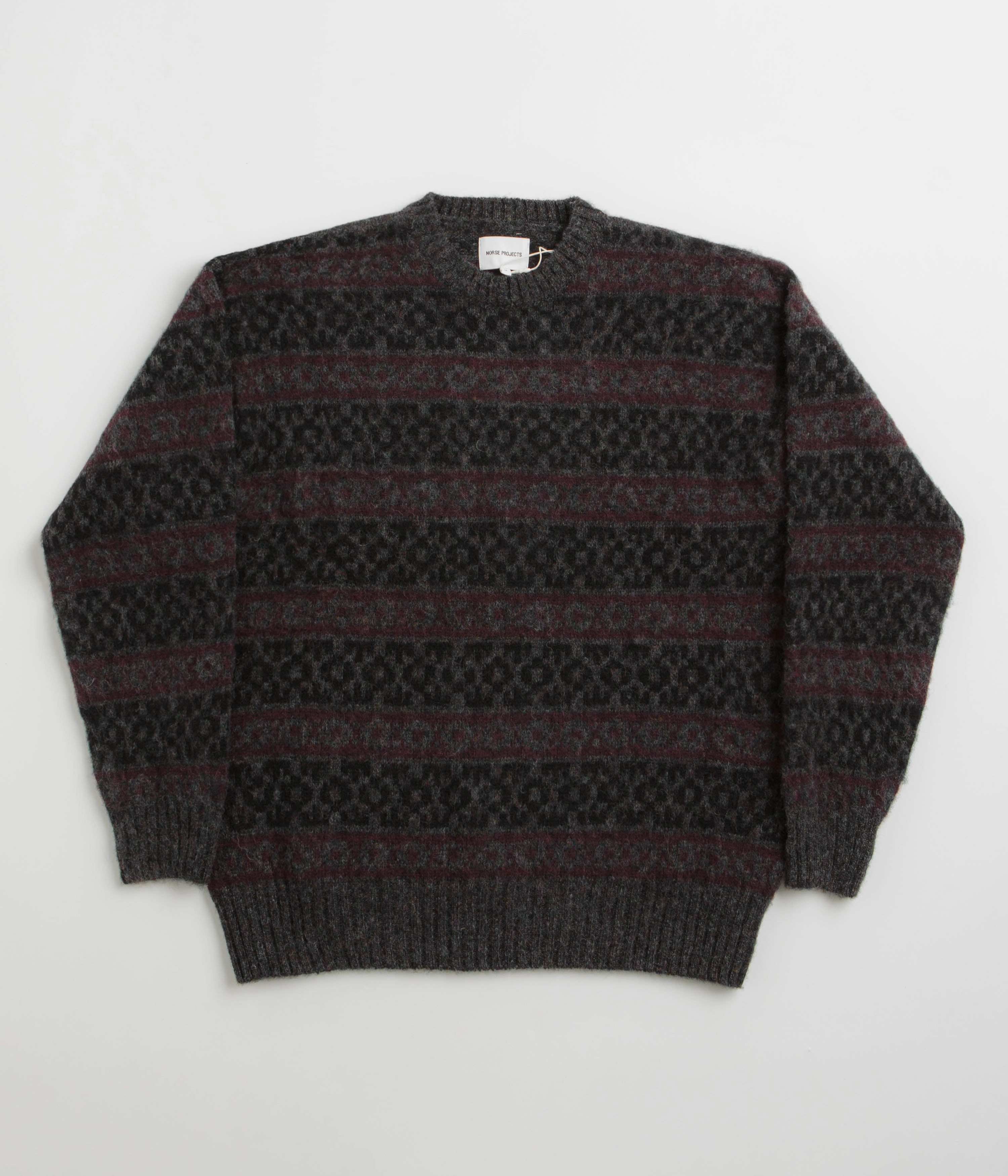product polka dot playfulness sequin Norse Projects Jonas Scottish Lambswool Fair Isle Sweatshirt - Charcoal Grey