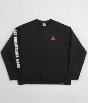 Nike ACG Tuff Fleece Graphic Crewneck Sweatshirt - Black Cozy Clothing Style High End
