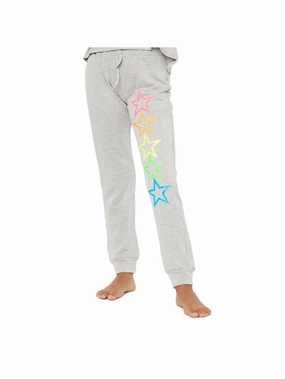 Versatile Layer Girls Stars Fleece Sweatpant In Heather Grey