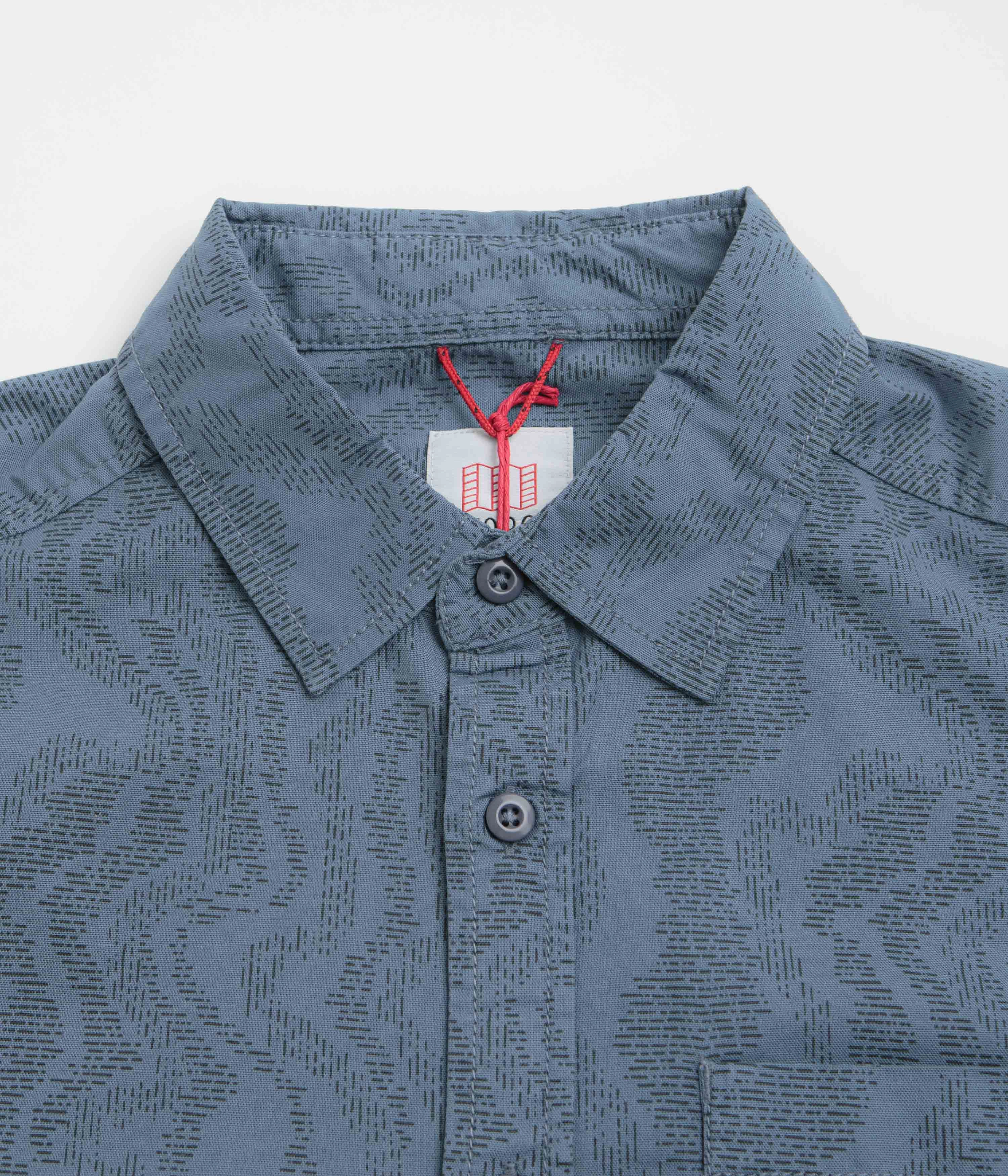 Topo Designs Dirt Desert Short Sleeve Shirt - Stone Blue River Bed Relaxed Look