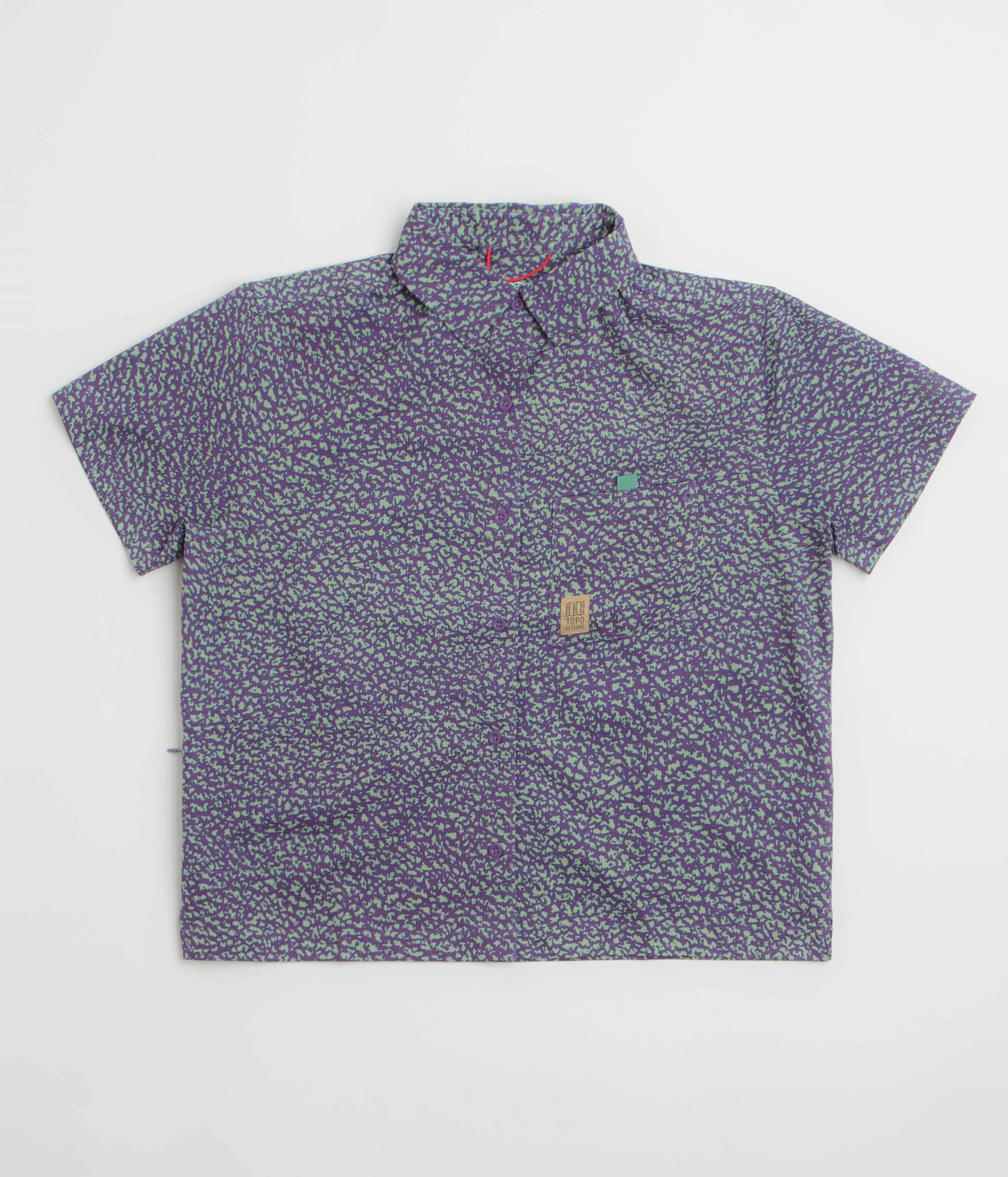 Topo Designs Womens Retro River Short Sleeve Shirt - Crackle Loganberry Breathable Comfort Runway Inspired