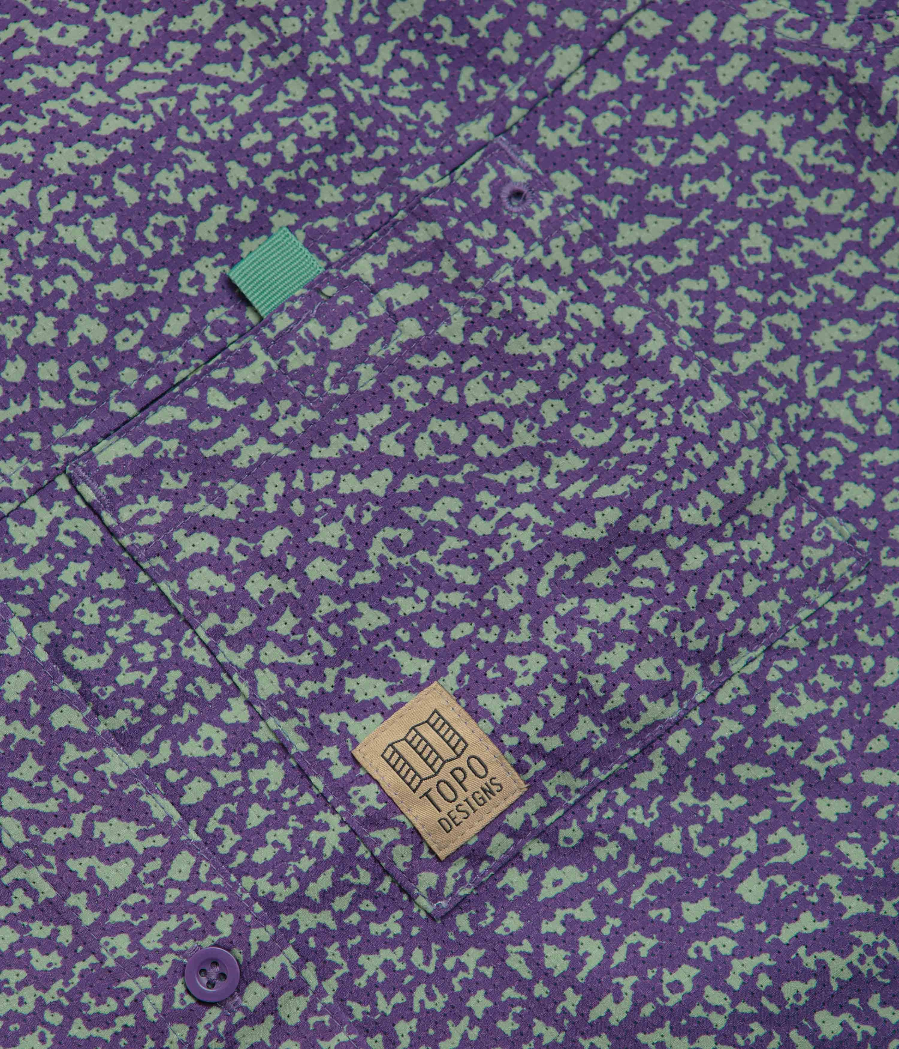 Topo Designs Womens Retro River Short Sleeve Shirt - Crackle Loganberry Gym Companion Trendy Vibes