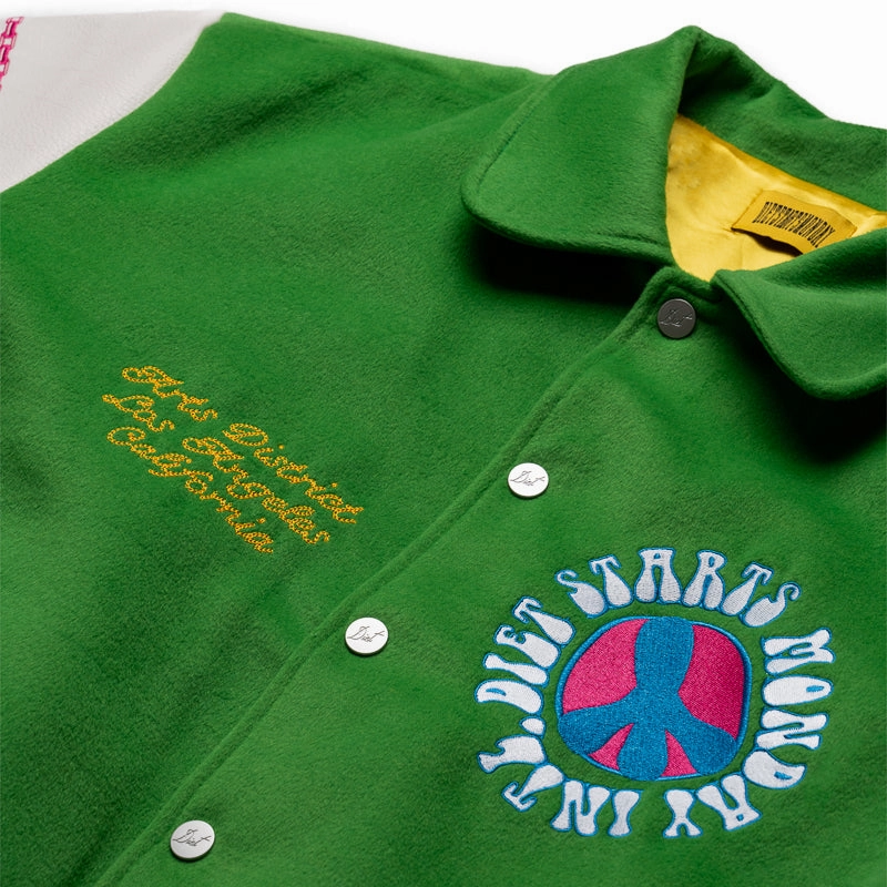 suburban residents Windproof Shell Diet Starts Monday Arts District Varsity Jacket - Green/Cream