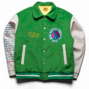 Water Repellent Coating Sport Mode Diet Starts Monday Arts District Varsity Jacket - Green/Cream