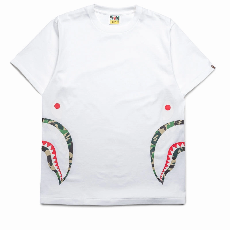 Lightweight Material A Bathing Ape ABC Camo Side Shark Tee - White/Green