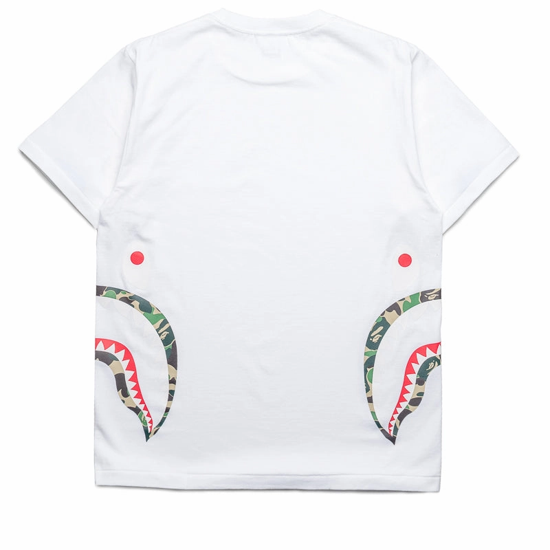 A Bathing Ape ABC Camo Side Shark Tee - White/Green Customizable pants silhouette