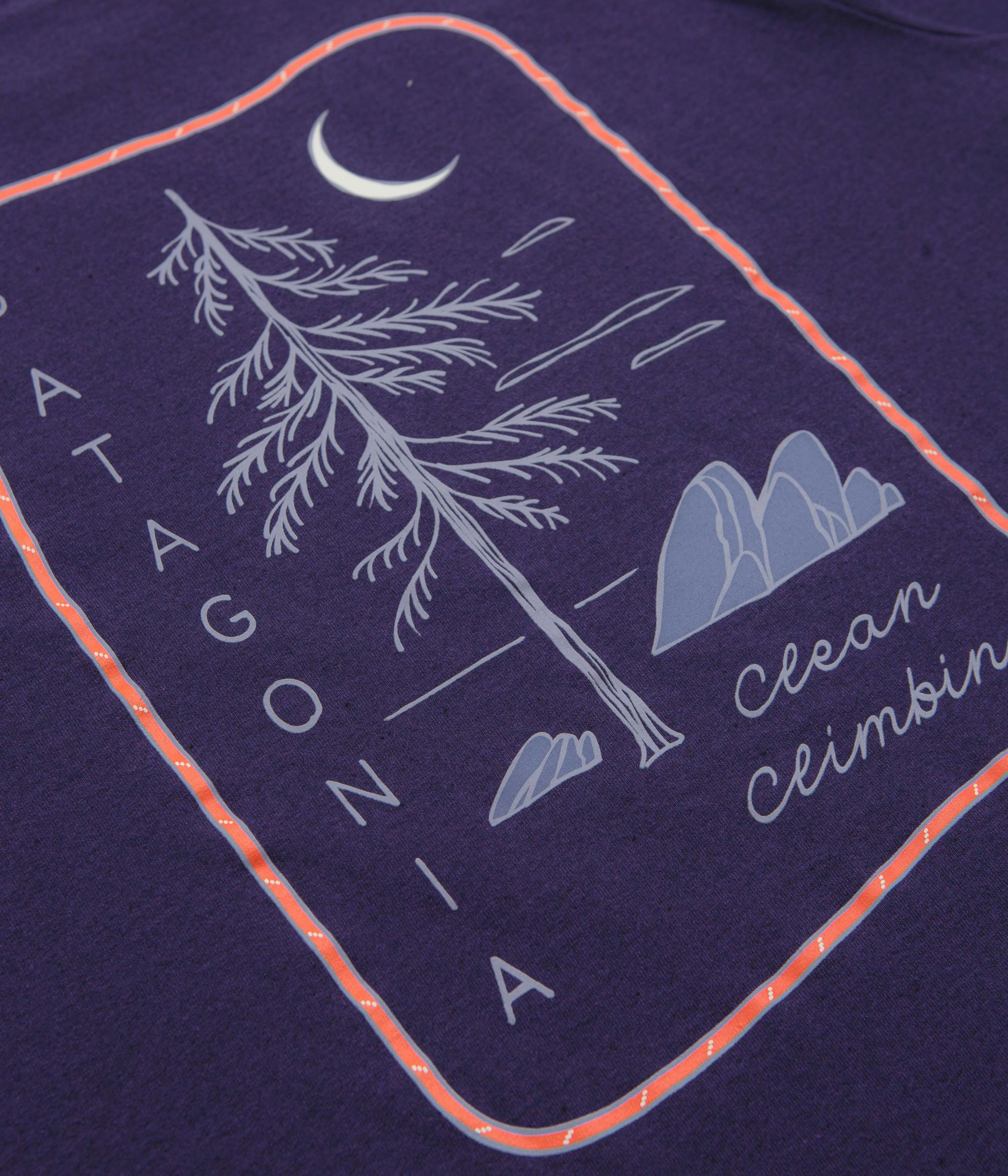 Patagonia Clean Climb Roots Responsibili-Tee T-Shirt - Plummet Purple domestic hidden details