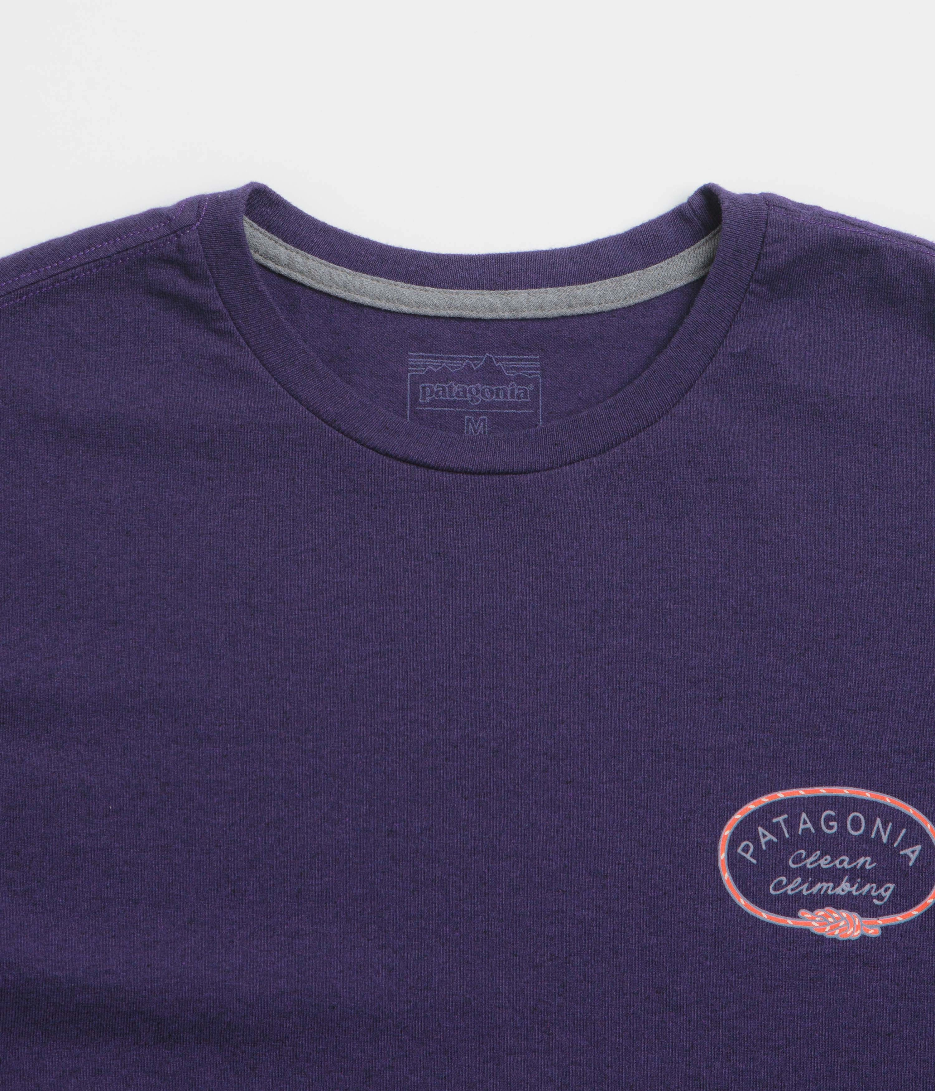 arcade event Patagonia Clean Climb Roots Responsibili-Tee T-Shirt - Plummet Purple