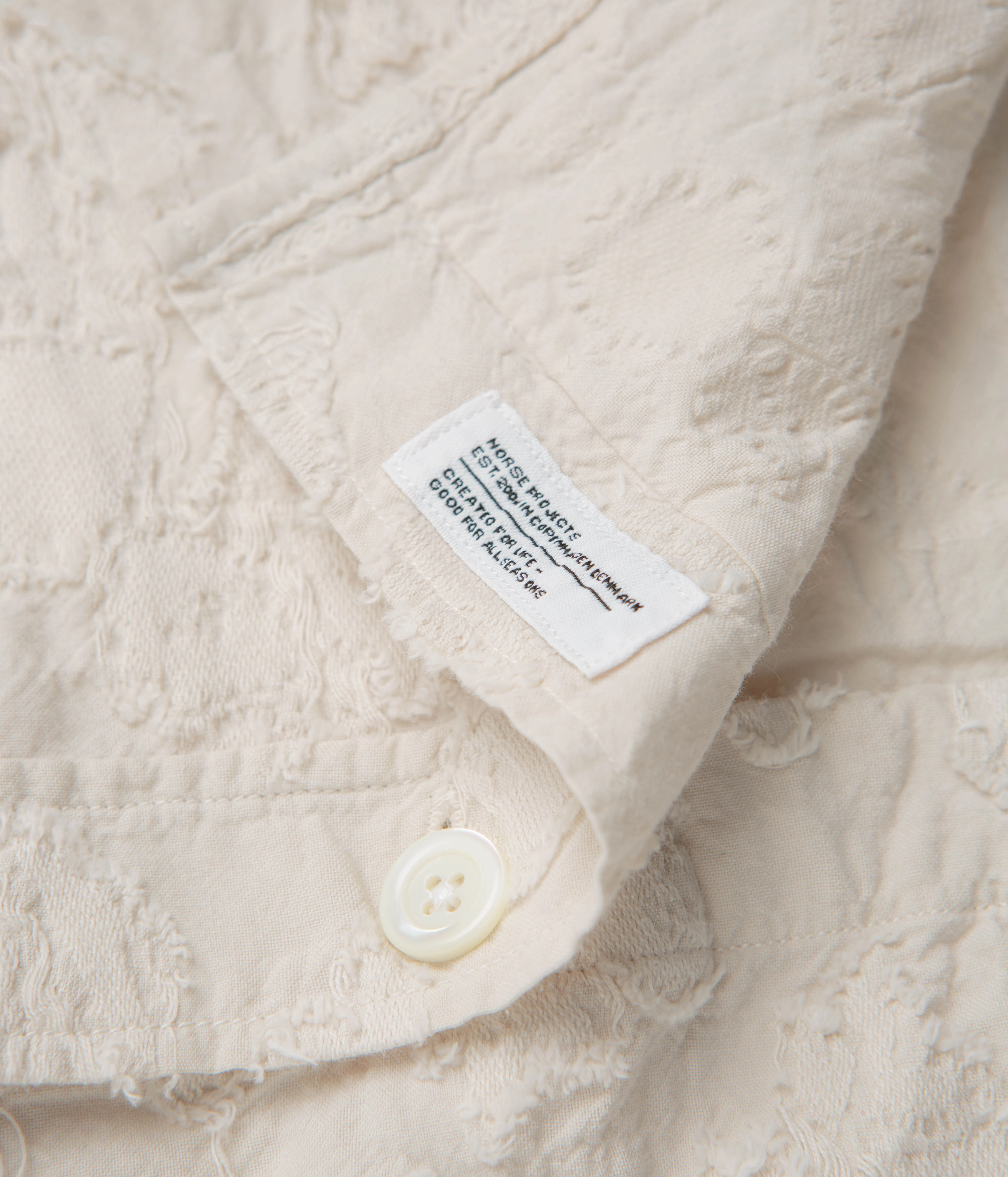 Norse Projects Ole Oversized Fil Coupe Short Sleeve Shirt - Ecru Reinforced Collar Minimalist Aesthetic