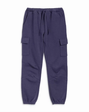 No Ride-Up Durable Hemming Girls' Cargo Joggers In Deep Navy