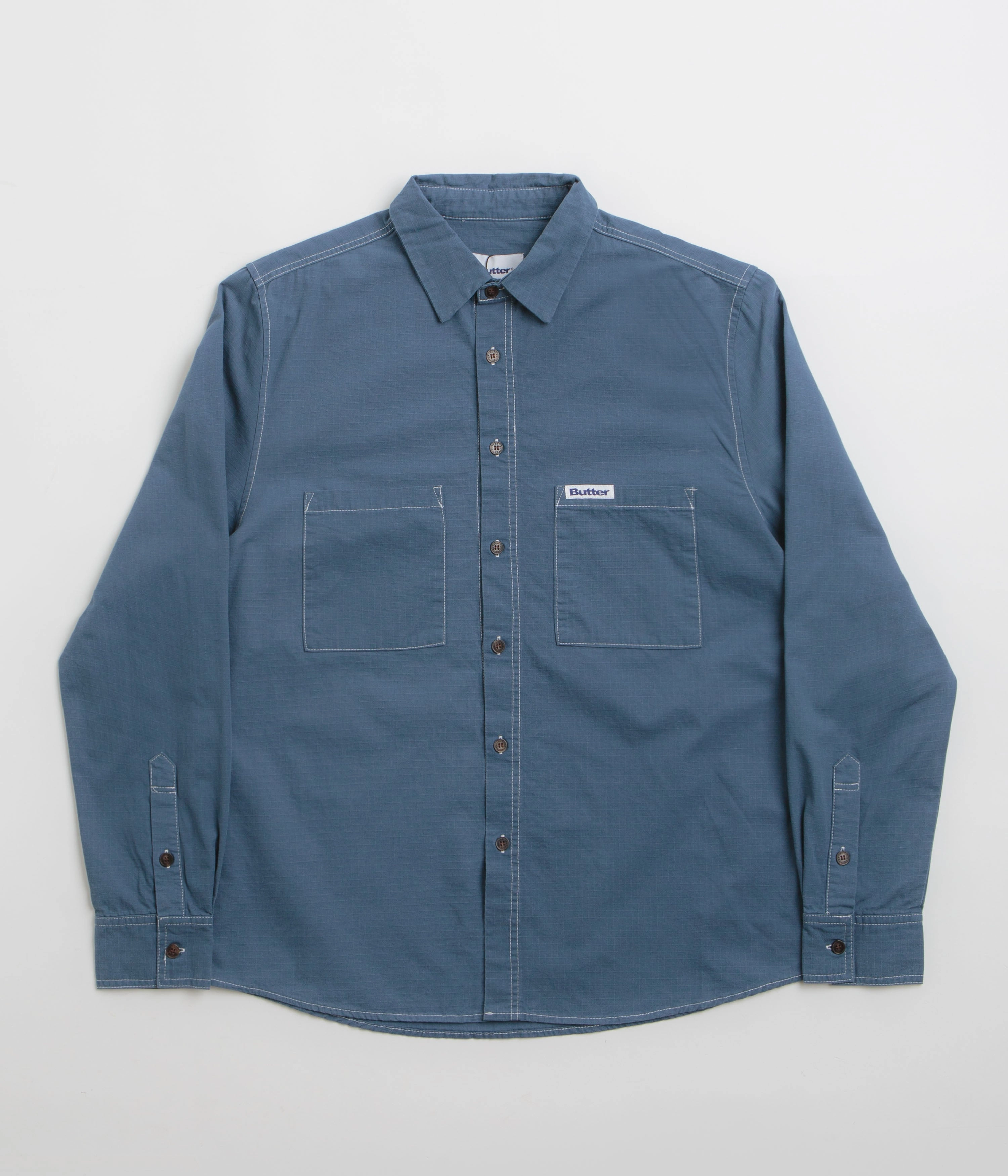 Hiking Gear Butter Goods Ripstop Button Up Shirt - Work Blue