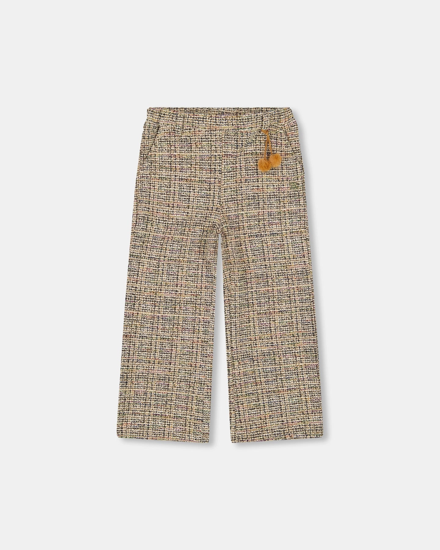 Tweed Flare Pants Beige and Black Anti Pilling Fabric StretchMaterial