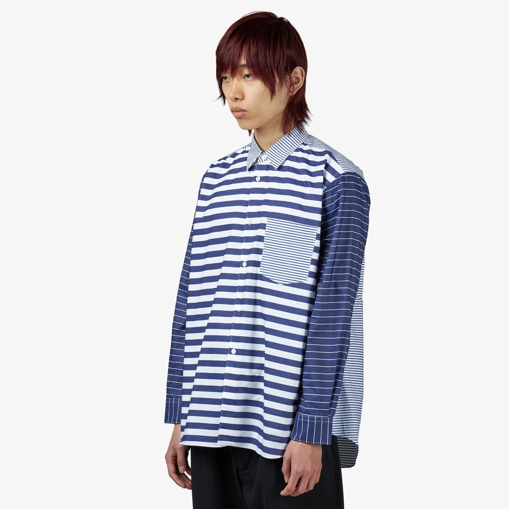COMME des GAR?ONS SHIRT Yarn Dyed Stripe Poplin Shirt / Stripe 1 Durable Button Closures