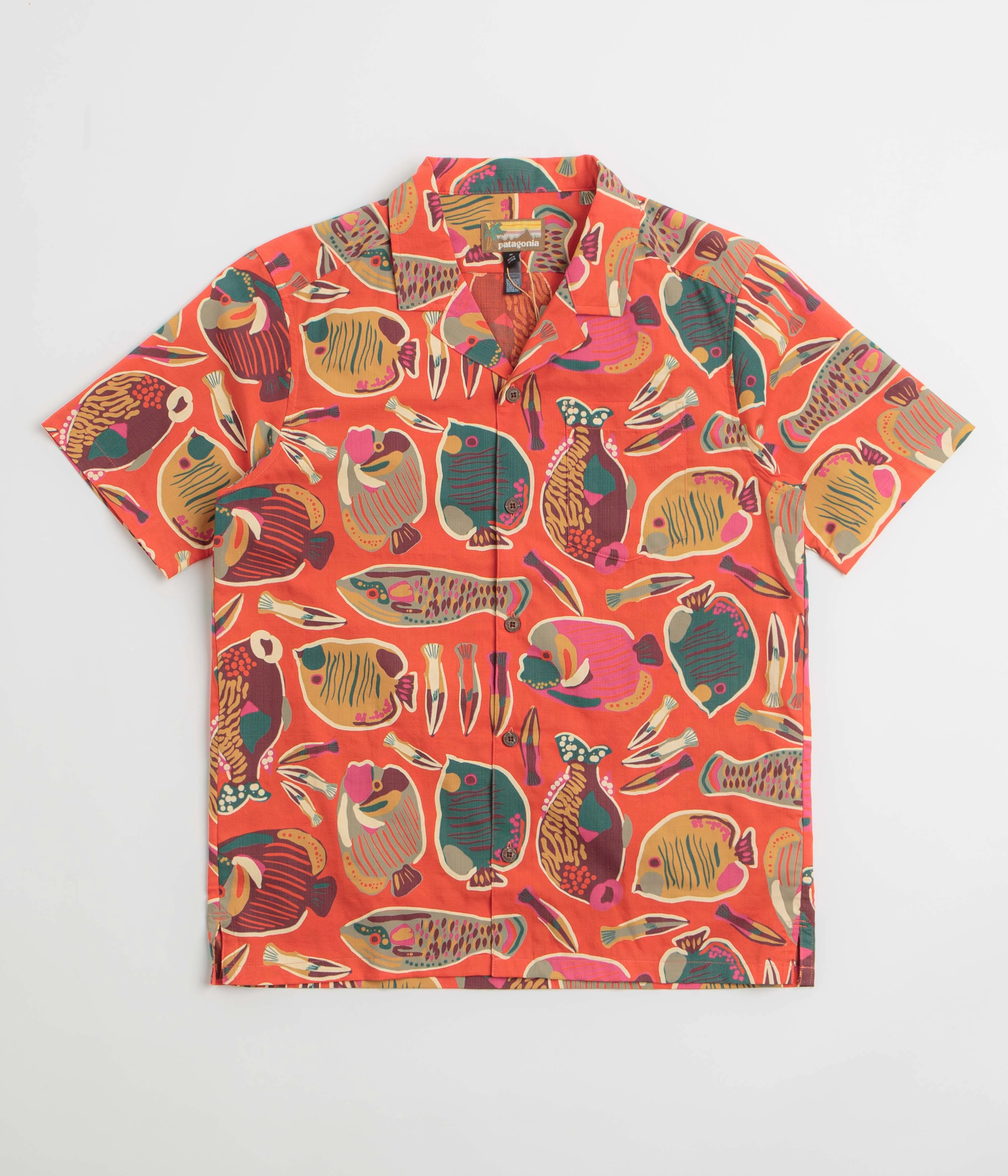 Patagonia Tidal Threads Camp Shirt - Wrasse: Pollinator Orange Clean Edge Trim