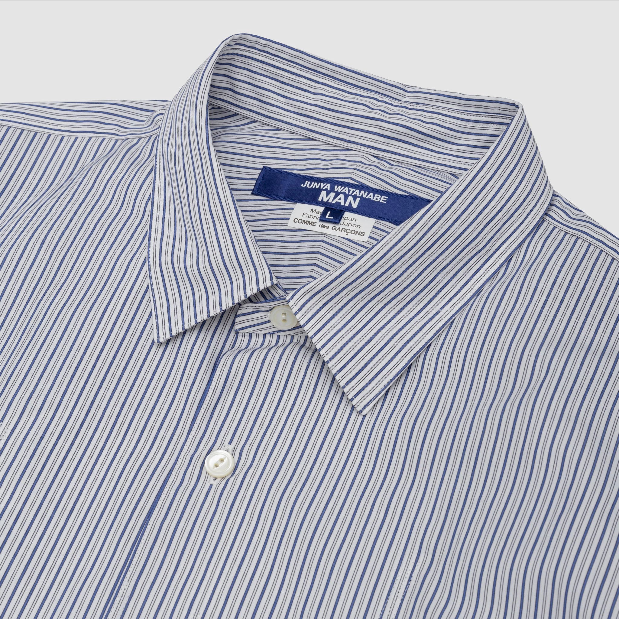 PINSTRIPE SHIRT Mature Elegance Asymmetrical Cut