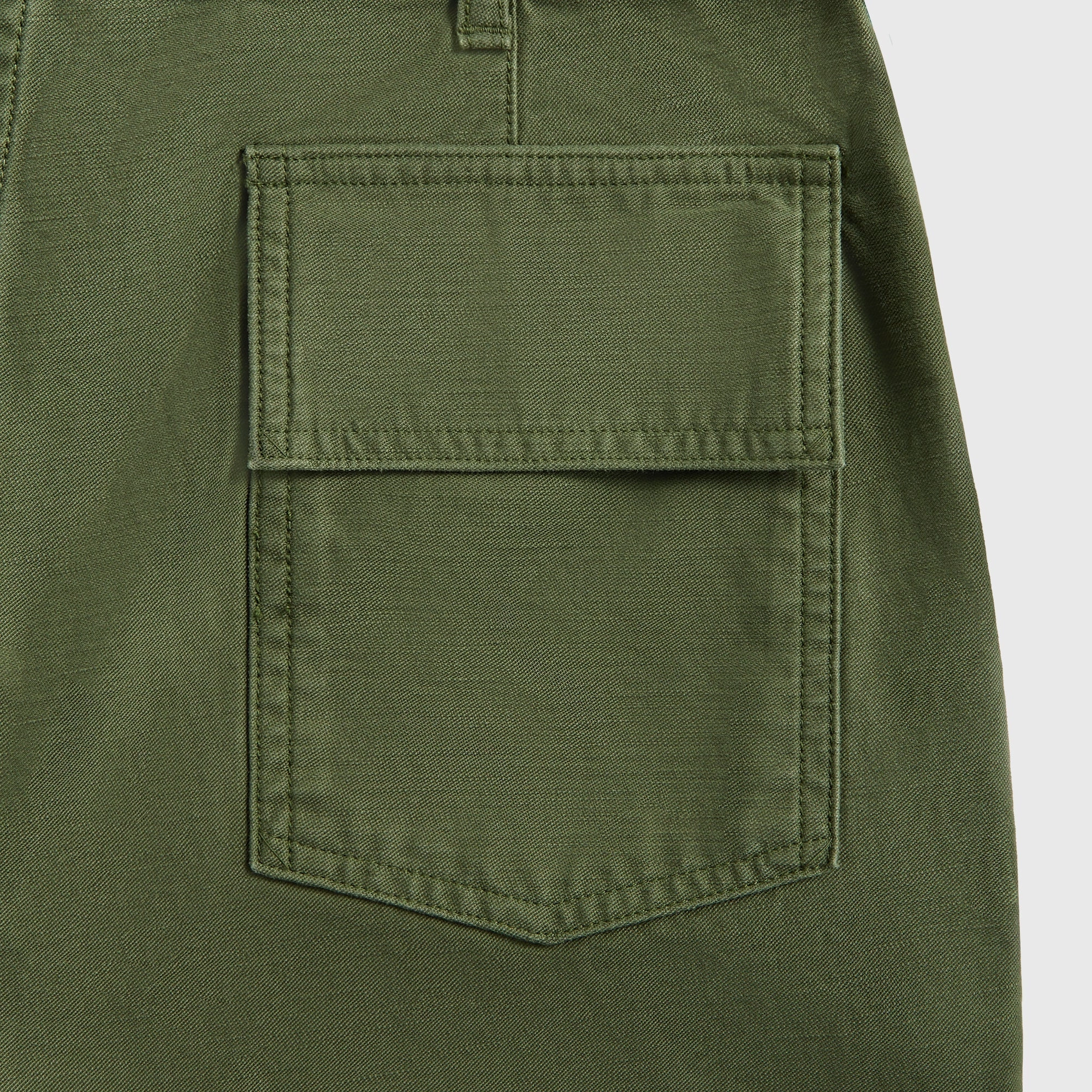 LowProfileTopstitching Auralee Washed Baggy Satin Bleached Baker Pants - Olive Green