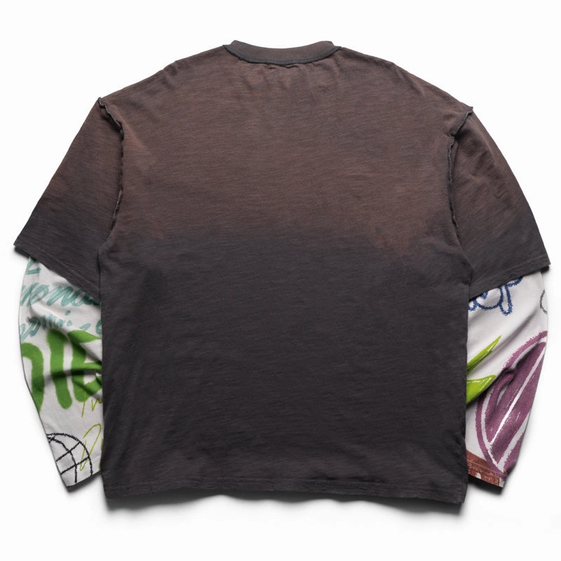 Diet Starts Monday Double Layer Skull L/S Tee - Vintage Black/Multi Breathable