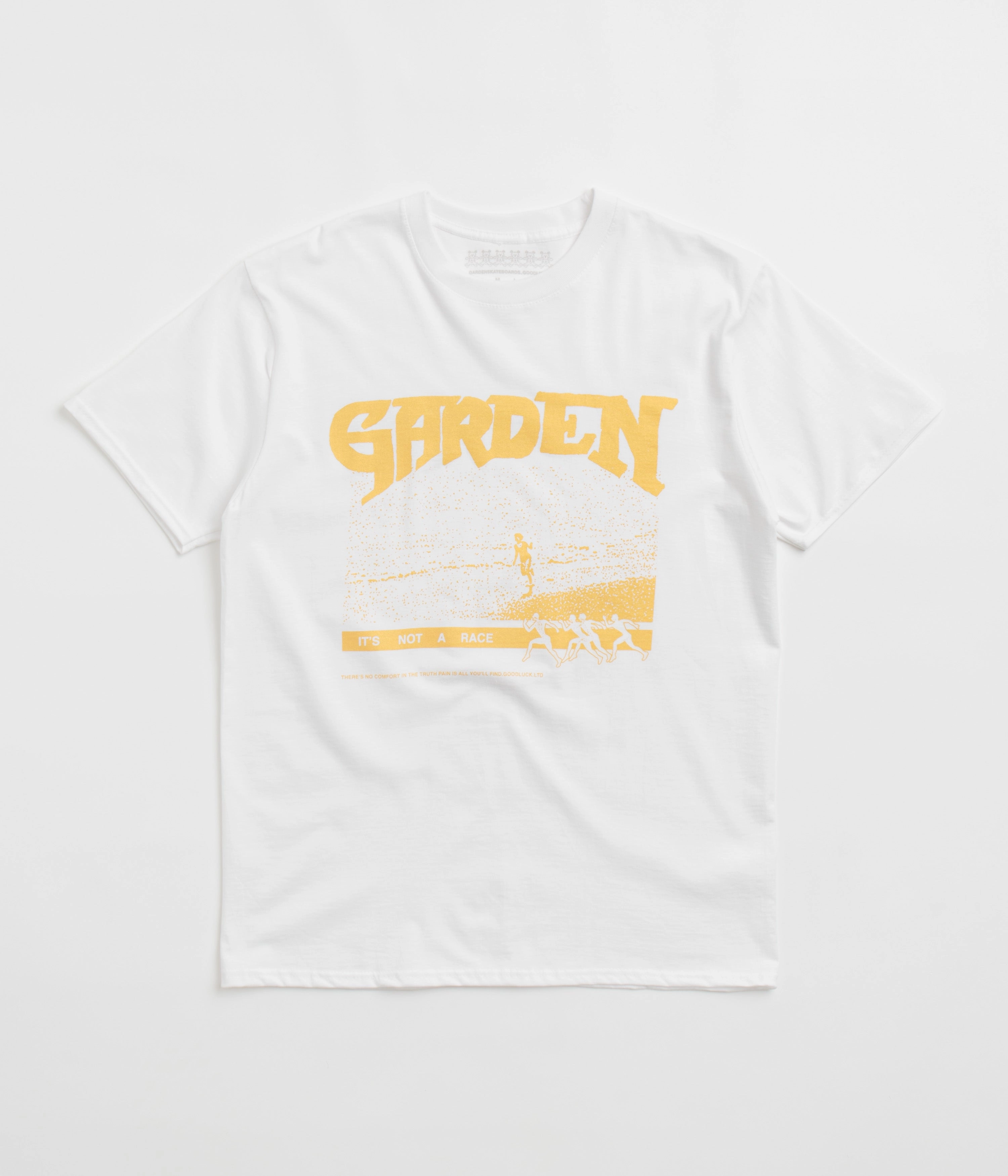 Garden Not A Race T-Shirt - White / Gold dress silhouette