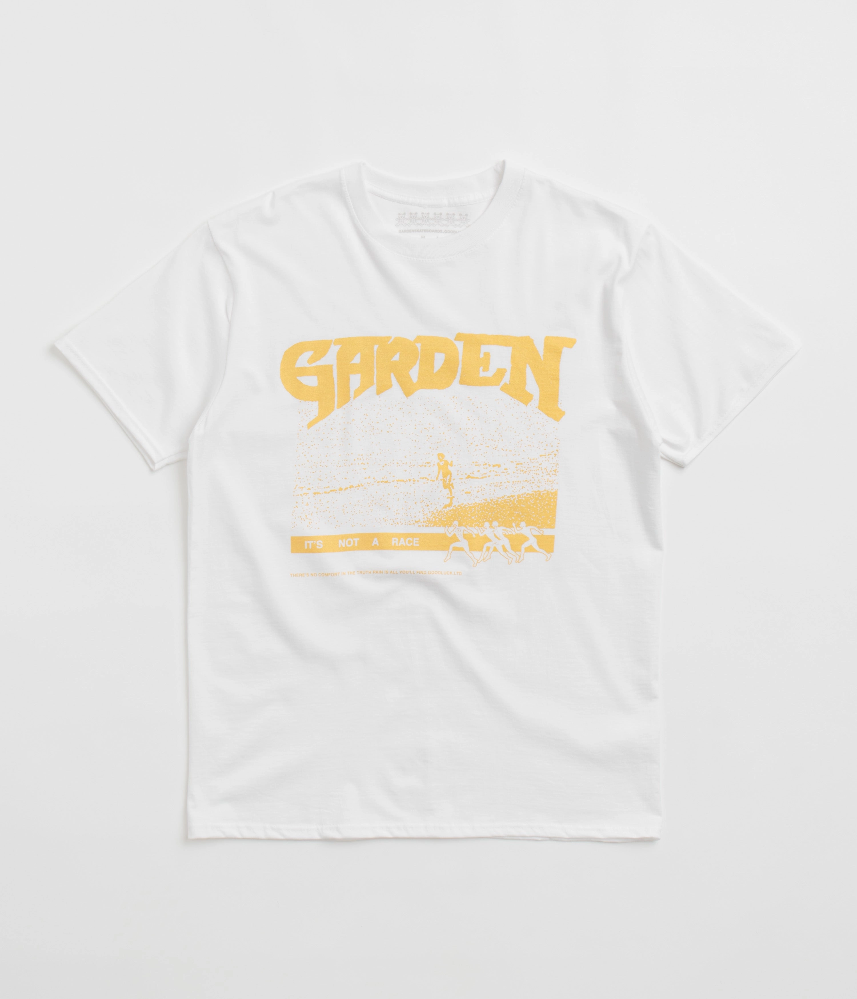 Garden Not A Race T-Shirt - White / Gold pocket