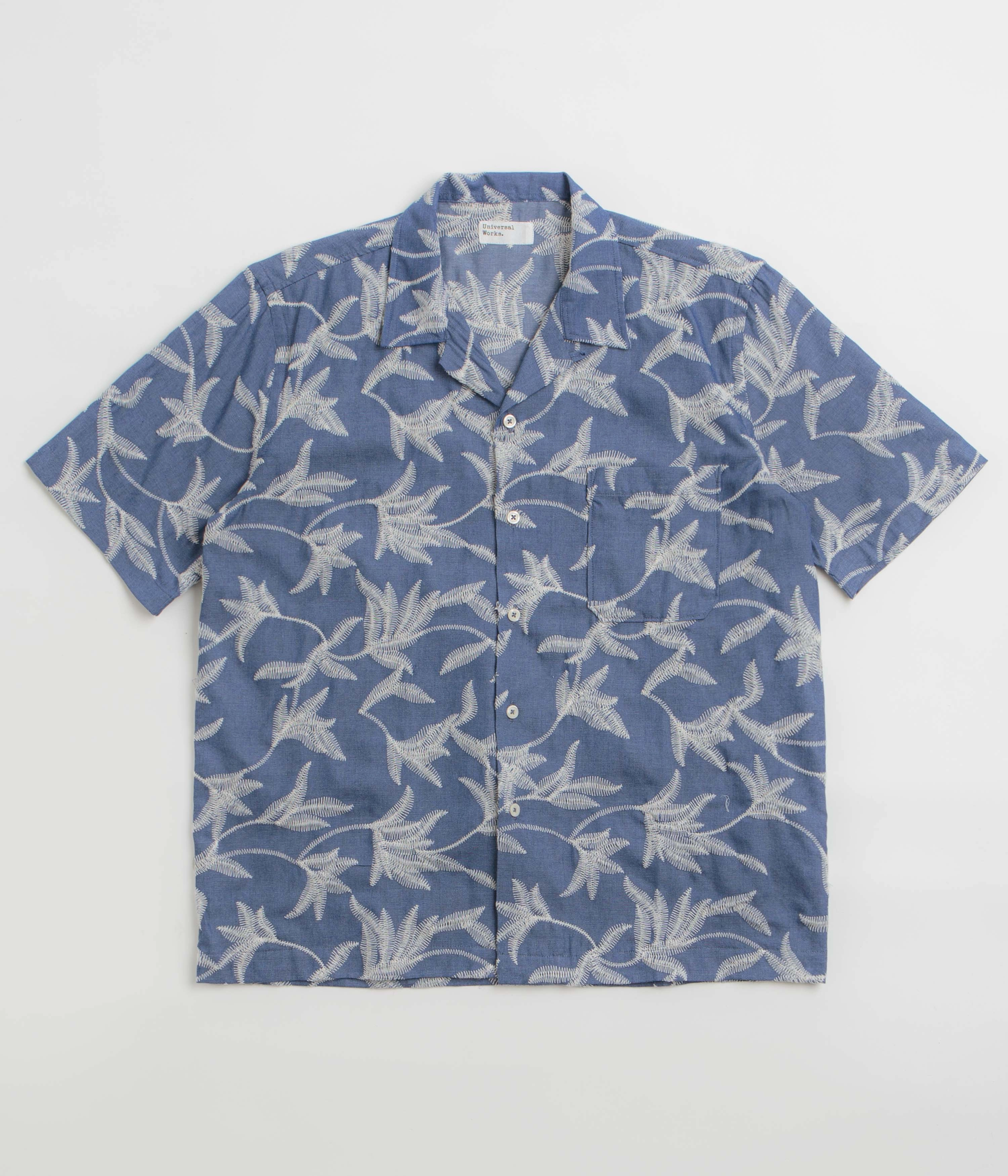 Universal Works Road Shirt - Indigo / Summer Jungle Durable Texture