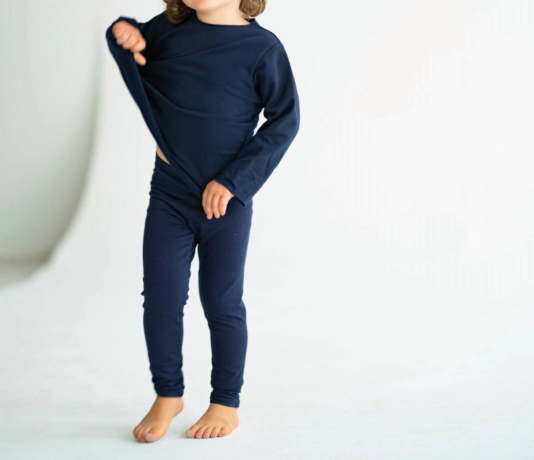 Unisex Cotton Leggings In Navy Breathable Waist