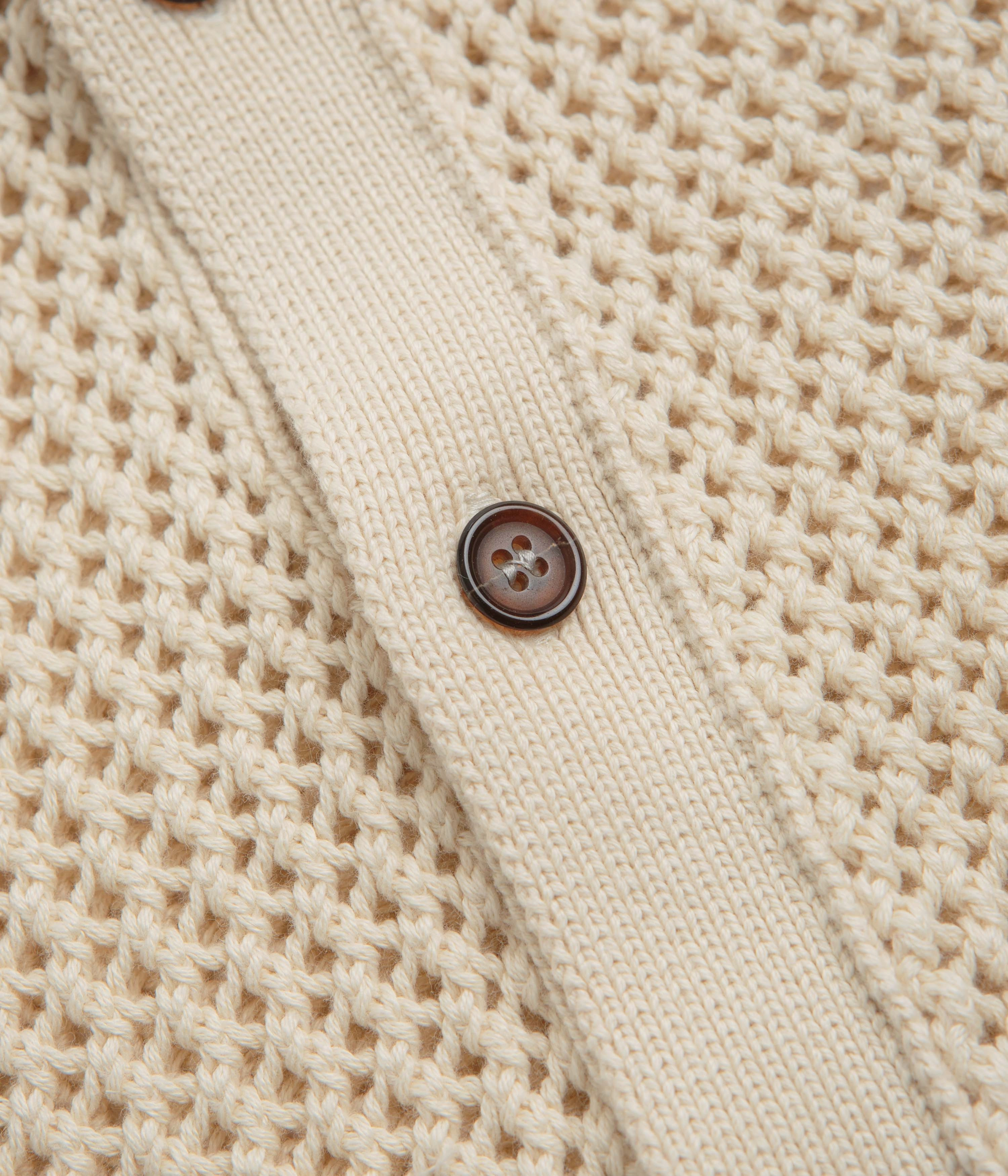 Hypoallergenic Lining Universal Works Knit Short Sleeve Shirt - Ecru