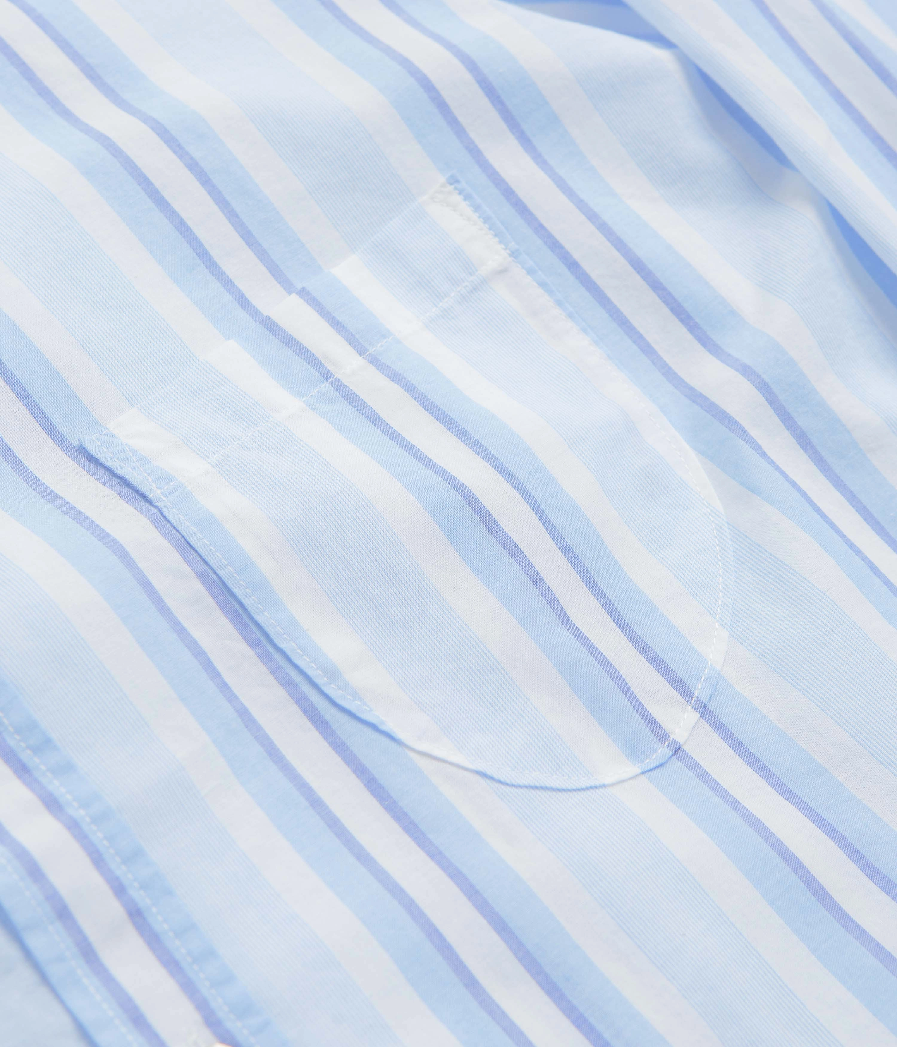 Universal Works Lazy Day Shirt - White / Blue Practical Choice Brunch Outfit