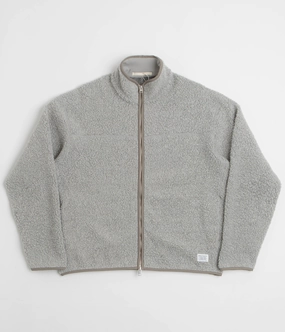 Drop Hood Style Norse Projects Bjorn Sherpa Wool Fleece Jacket - Grey Melange