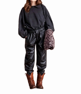 Sintetic Leather Pants In Black Active Performance Simple Utility