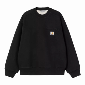 Carhartt WIP Detroit Sweatshirt - Black Stone washed Designer Long Sleeves