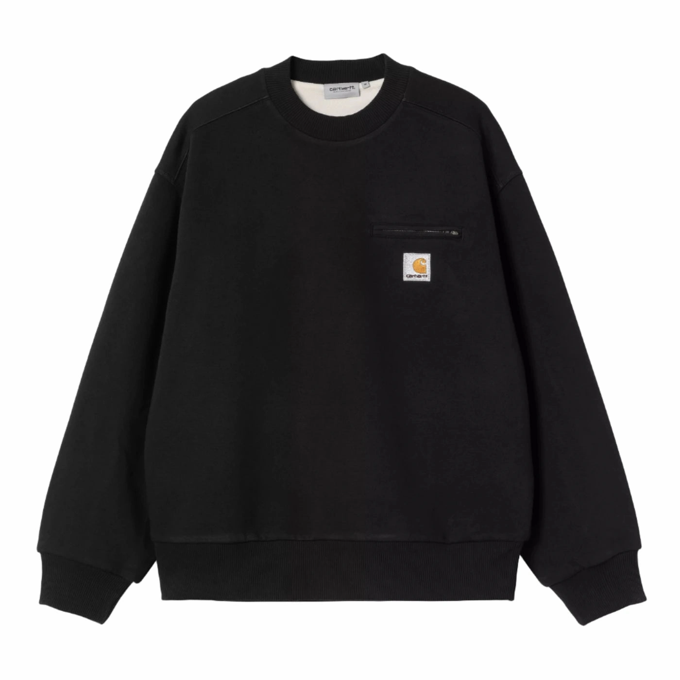 Carhartt WIP Detroit Sweatshirt - Black Stone washed Warm and Cozy Ribbed Hem