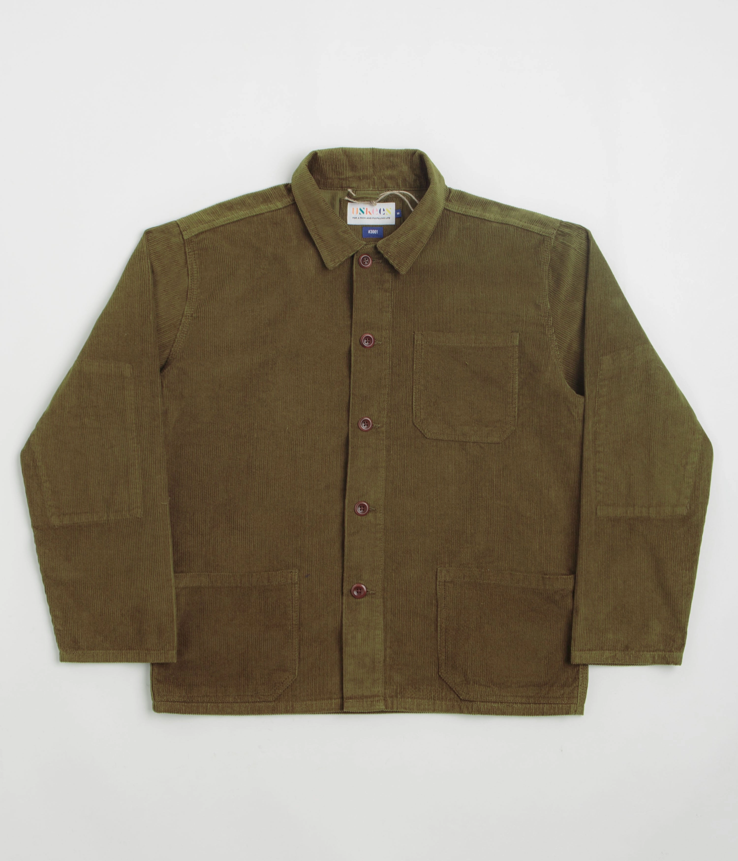Essential Warmth Hearing-aid Uskees 3001 Cord Buttoned Overshirt - Woodland Green