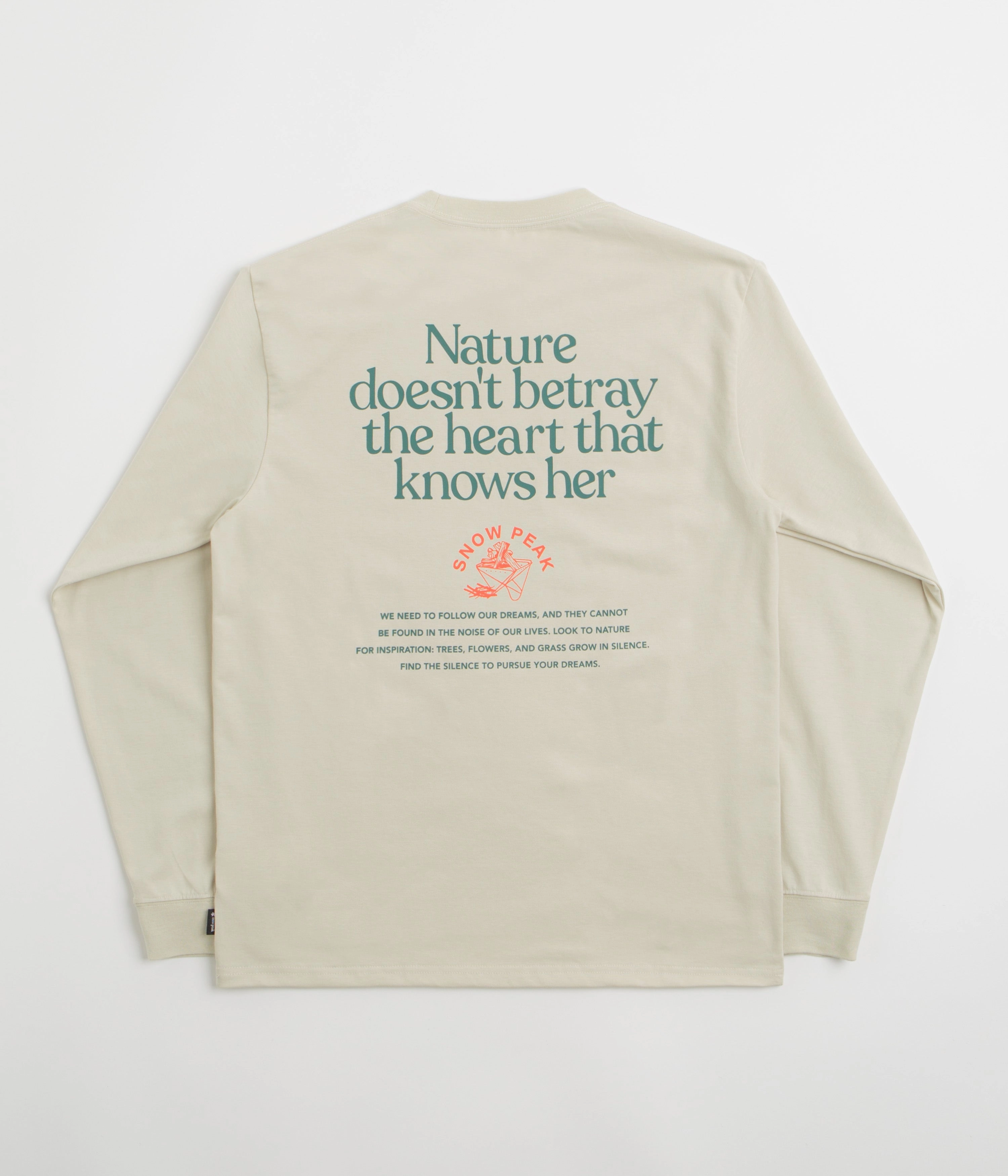 Meditation Snow Peak Living With Nature Long Sleeve T-Shirt - Ivory