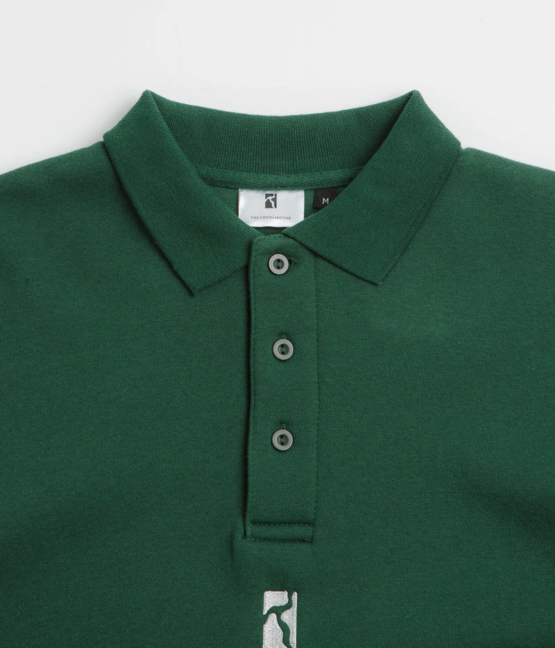 Poetic Collective Heavy Polo Sweatshirt - Bottle Green Daily Relaxed