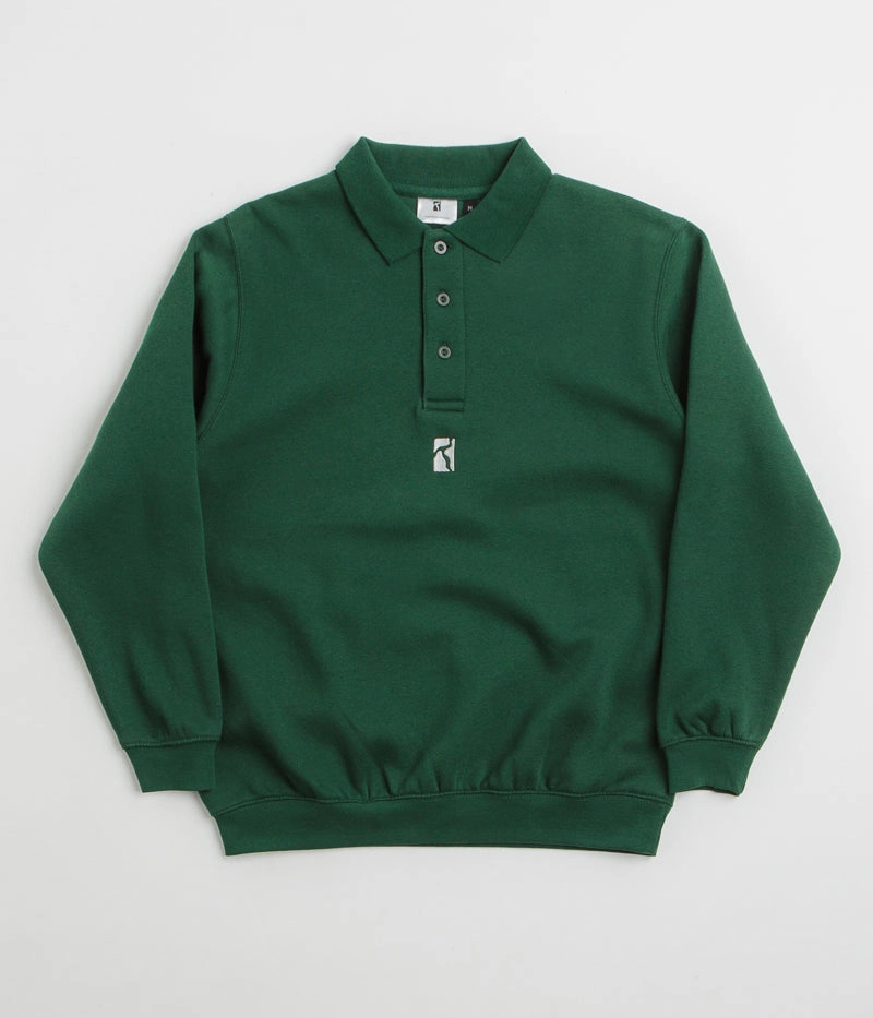 Poetic Collective Heavy Polo Sweatshirt - Bottle Green Street Staple Fresh Chic