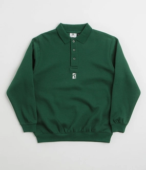 Poetic Collective Heavy Polo Sweatshirt - Bottle Green Street Staple Fresh Chic