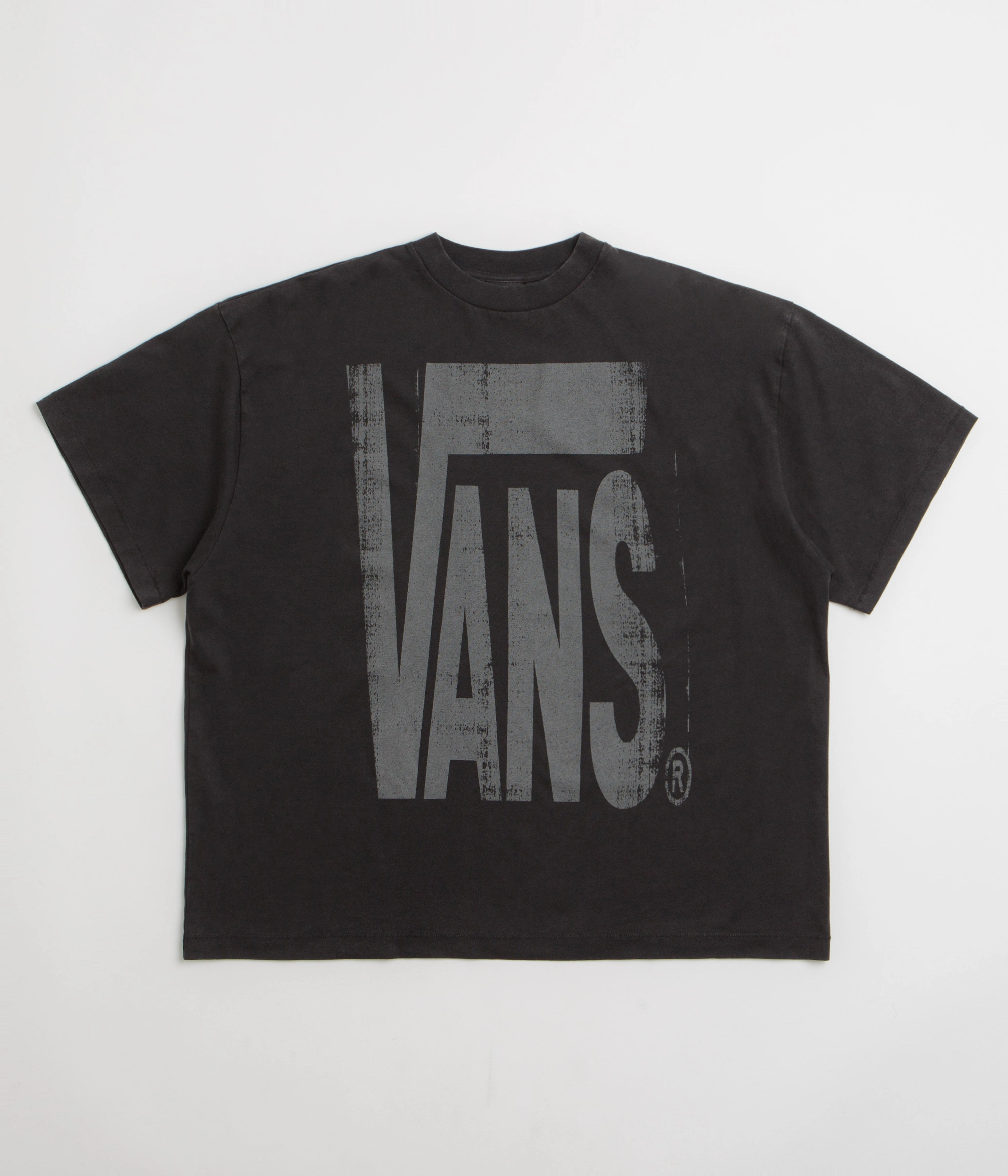 Mid Length hemmed hem Vans x SlamJam AOD Brushed Logo T-Shirt - Washed Black